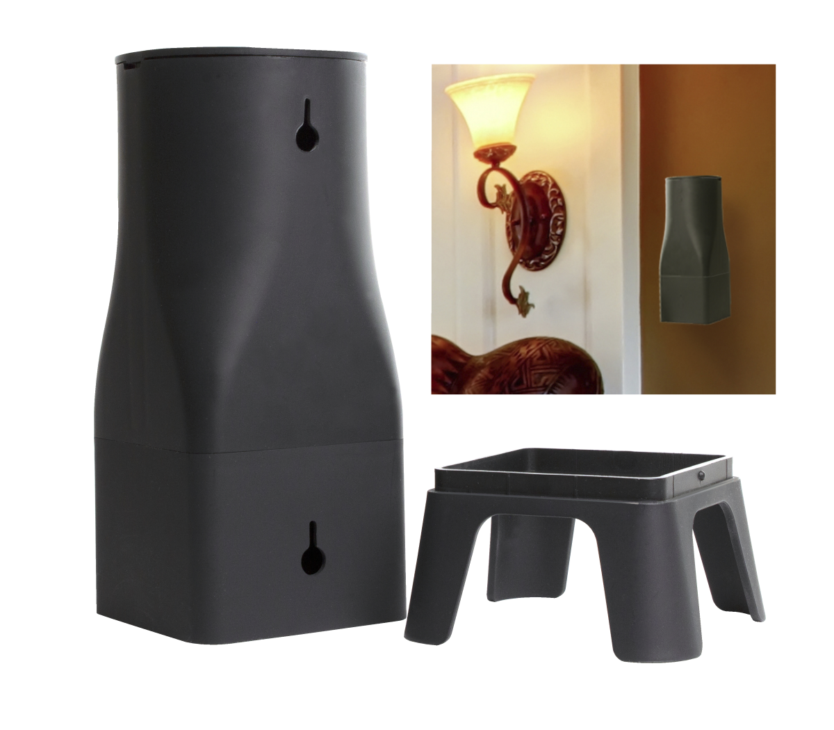 ScentScapes dispenser showing mounting holes and stand